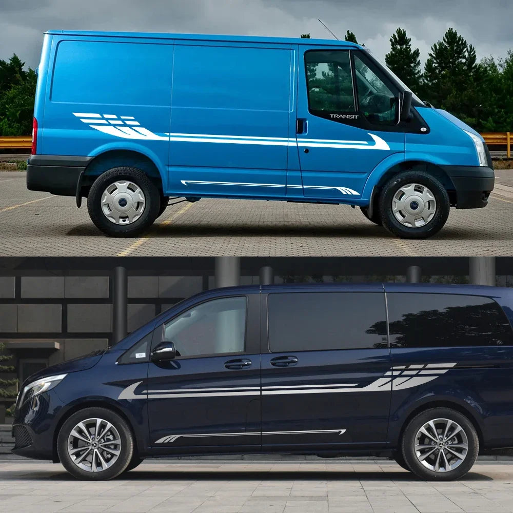 Car Body Side Stickers for Camper RV Van Motorhome Caravan Racing Sport Stripes Vinyl Decal Decoration Auto Tuning Accessories