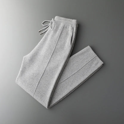 MVLYFLRT 2026 Men's Autumn Winter Elastic Waisted Knitted Pants 100% Cashmere Small Leg Casual Straight Leg Thickened Warm 2472