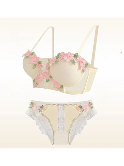 MOYISU Light Luxury Japanese Sweet Push-Up Bralette for Small Chest Women, Summer Thin Sexy Lingerie Pure Desire Underwear