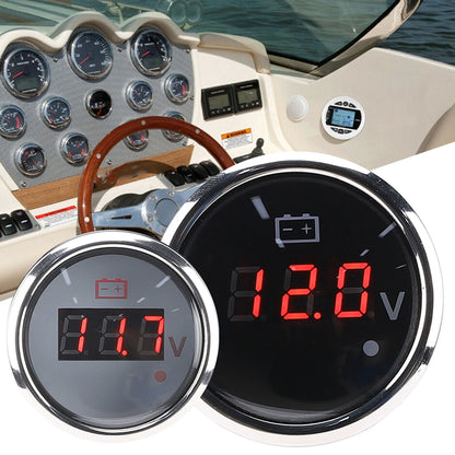 2in Battery Voltage Gauge LED Digital Display IP67 Waterproof Smart Alarm  for Boat Auto Voltage Gauge LED Voltmeter