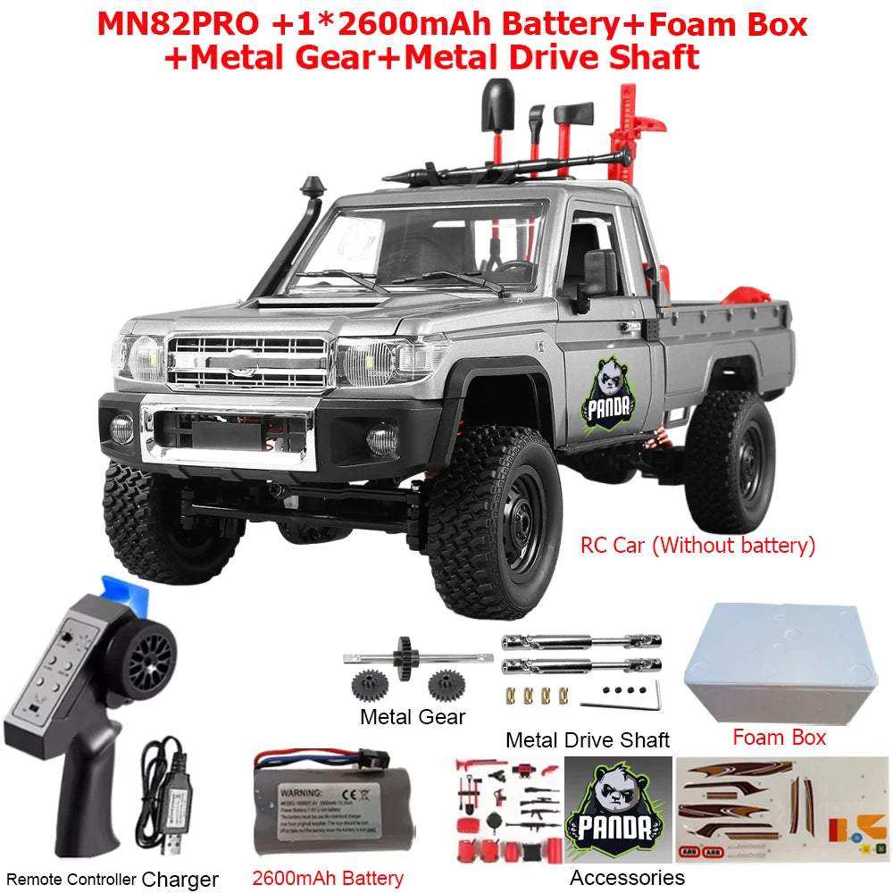 MN82PRO MN82 1/12 RC Car 4WD 2.4G Remote Control Car Simulation Classic All-terrain Off-road LED Light RC Truck Toys As Kid Gift
