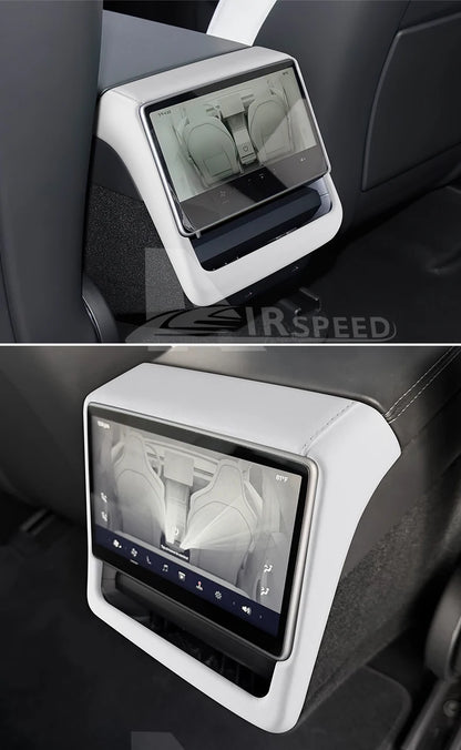 Leather Rear Screen Frame Protective ABS Cover for Tesla Model Y Juniper Launch 2025 2026 2027-Up Model 3 Highland 2024-UP Trim