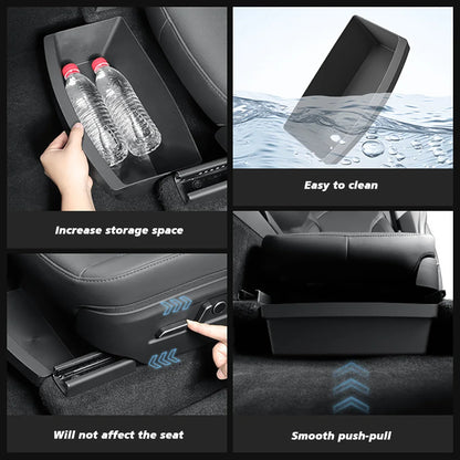 TEKSY 2 PCS For Tesla New Model Y 2025 2026 Launch Juniper Front Seats Under Seat drawer TPE Storage Box