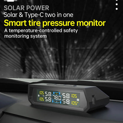 T17 Car Wireless TPMS Tire Pressure Monitor Solar/USB Powered LCD Digital Display Tire Pressure Monitoring System For SUV Truck