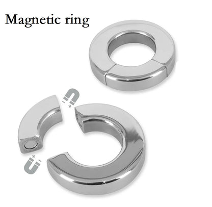 Stainless Steel Ball Stretcher Scrotum Pendant Heavy Magnetic Penis Lock Cock Ring Bondage Metal Erection Male Delay Sex Toy Man
