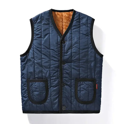 Winter Plus Fleece Thicken Warm Cotton Vest Men Gift for Father Husband Casual Loose Comfortable Sleeveless Jacket Men Clothing