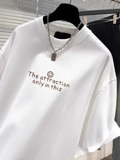 2025 European Style New Pure Cotton Short Sleeve Tshirt Women Clothing Fashion Loose Letter Print Top Office Lady Casual Y2k Tee