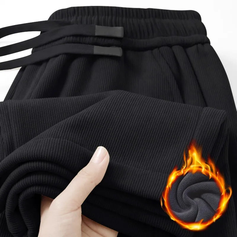 Men's Corduroy Fleece Lined Thickened Straight Leg Casual Pants Autumn Winter Comfortable Soft Skin-friendly Trendy Brand