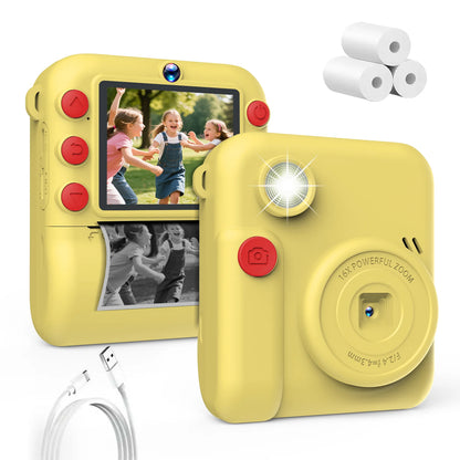 Instant Print Camera 2.8 Inch Large Screen HD Digital Video Camera for Kids Outdoor Zero Ink Portable Print Toy Camera Kid Gift