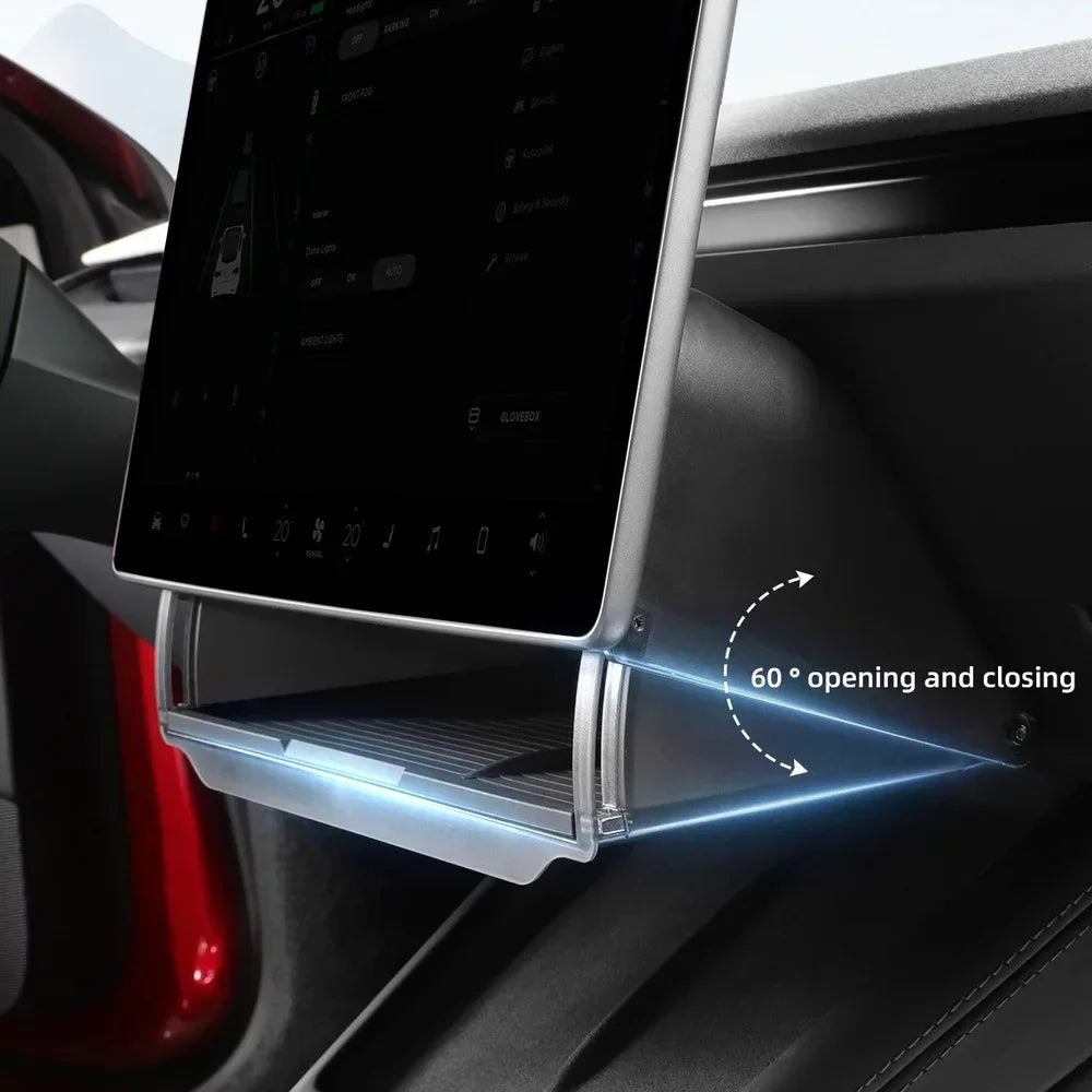 For Tesla Model Y Juniper 2025 Accessories Under-Screen Storage Organizer Box Center Console Screen Protect Trim Charge Pad Mat
