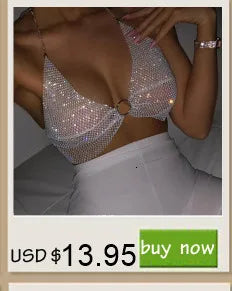 Sexy halter metal sequin Crop top women 2026 summer see through shiny Club rave outfits beach party tank top y2k streetwear Tops