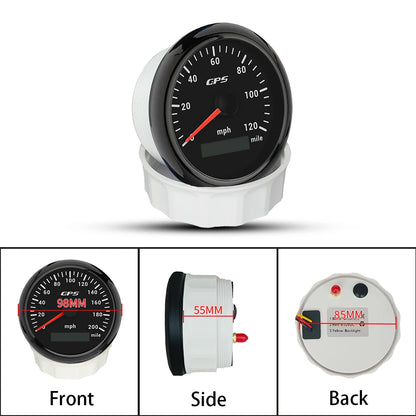 ELING Car Motorcycle Trucks Boats 85mm GPS Speedometer 30K 0-120KM/H 0-80M 200M Speed Gauge with 7 Colors Backlight 12V 24V