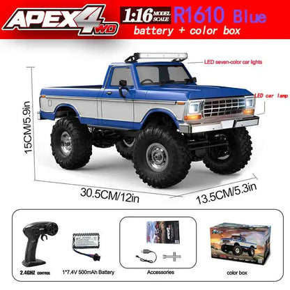 1:16 4WD Rc Car Full Scale Off-Road 2.4G Remote Control Cars With LED Monster Trucks Race Cars Model Toys For Kids Adult Gifts