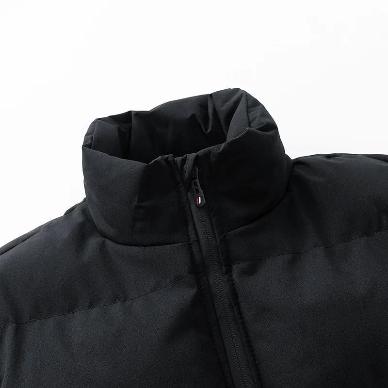 Men's 3D Quilted Puffer Jacket, Thickened Cotton Winter Coat, Stand Collar Warm Outerwear Cold Weather / Daily Wear