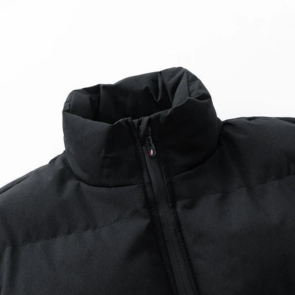Men's 3D Quilted Puffer Jacket, Thickened Cotton Winter Coat, Stand Collar Warm Outerwear Cold Weather / Daily Wear