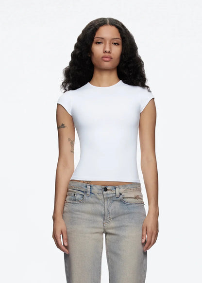 Tank Basic Slim-Fit Round-Neck T-Shirt, High-Elastic Slim-Fit Slimming Hot Girl Style Short Top, Versatile Hot Girl Style Everyday Outerwear Top, High-Elastic Slim-Fit T-Shirt