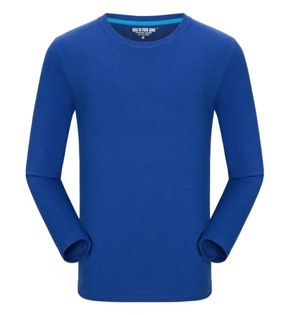 Custom logo cotton t-shirt Spring/autumn men T-shirt home men's long sleeved O-neck solid color casual T-shirts USA size XS-2XL