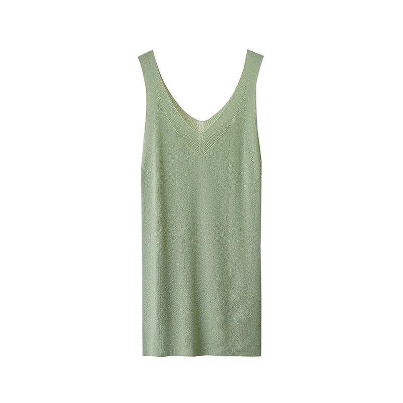 Amii Women's Tank Top 2026 Summer New Solid Color Slim Fit Sleeveless Vest Casual Layering V-Neck Camisole For Women 12642062