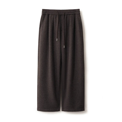 100% Merino Wool Men's Wide Leg Trousers Warm Soft Solid Color Auutumn Winter Casual Fashion Versatile Thickened Pant Men's Pant