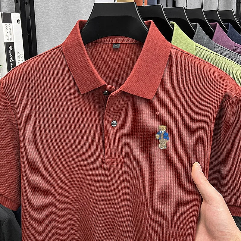 100%cotton Classic Trend Men Short-Sleeved Polo Shirt Lapel Button Various Colors Embroidery Comfortable Ventilate Men'sClothing