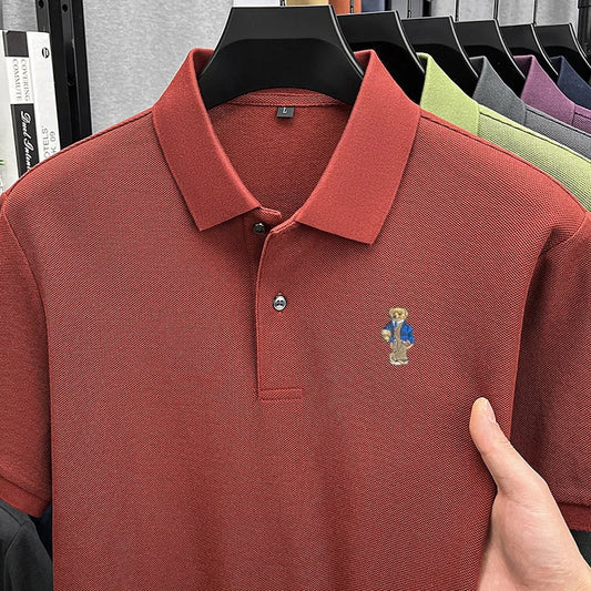100%cotton Classic Trend Men Short-Sleeved Polo Shirt Lapel Button Various Colors Embroidery Comfortable Ventilate Men'sClothing