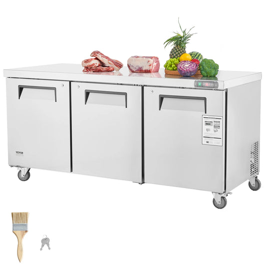 SucceBuy 72" Commercial Refrigerator Sandwich & Salad Prep Table 20Cu.Ft Food Prep Frost Free Refrigerator for Restaurant Bar
