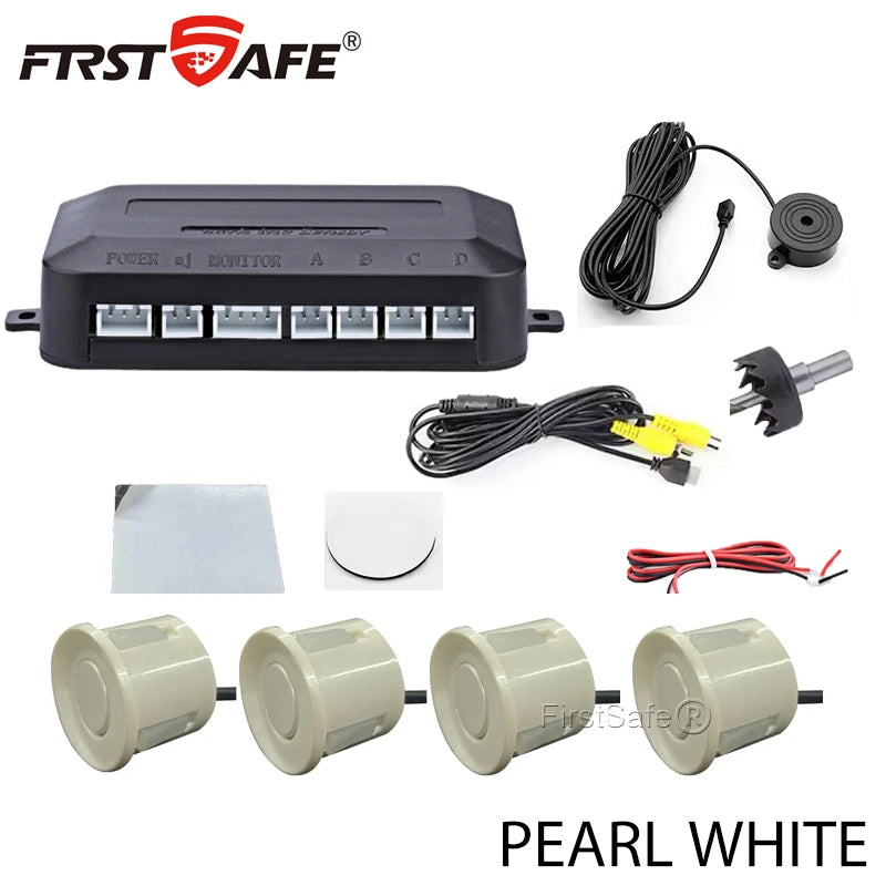 FirstSafe Factory CVBS AHD Video Parking 4 Sensors Car Reverse Backup Rear Buzzer Radar Monitor System Support Android System