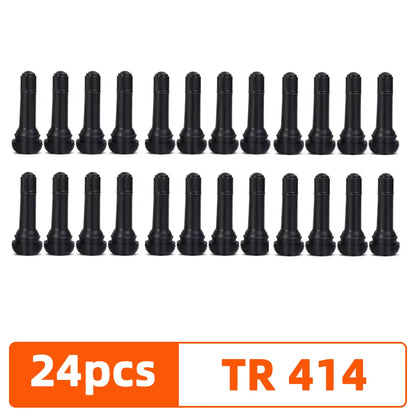 4/8/10/24pcs Tr414 Black Rubber Snap In Tire Valve Insert Rubber Tire Valve Core Replacement Standard Vehicle Tubeless Wheel Rim
