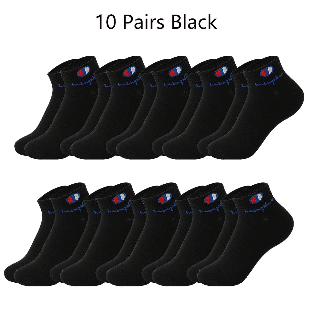 10/20/30 Pairs Ankle Socks Men Women Cotton Brand Socks Athletic Running Socks Cushioned Breathable Low Cut Sports Short Socks