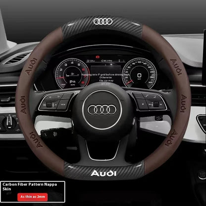 Car AntiSlip Carbon Fiber Leather Steering Wheel Cover, Audi A3 A4 A5 A6 A7 A8 Q1 Q2 Q3 Q5 Q7 Q8 S3 S4 S5 S6 RS3 RS4 RS5 TT