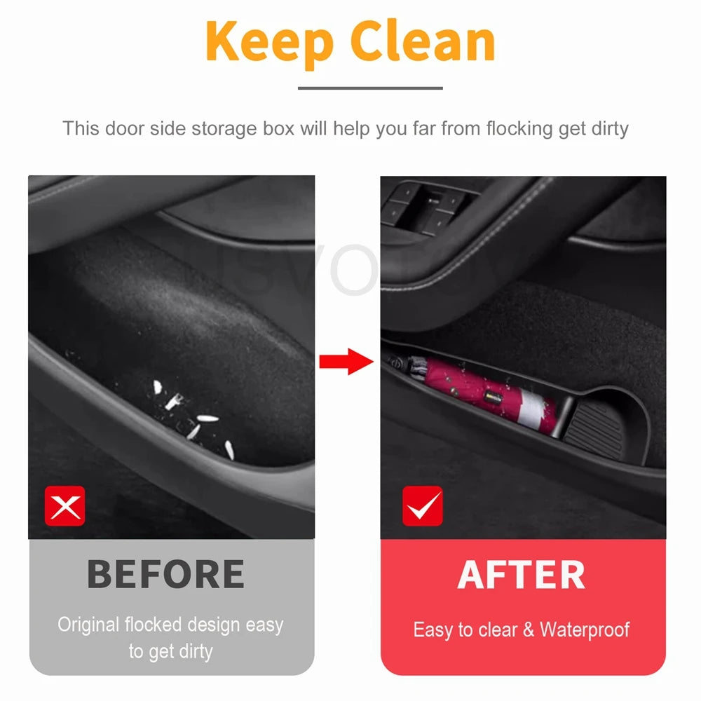 New Door Side Storage Box Front Rear Door Handle Armrest Tray Organizer for 2026 2025 Tesla Model Y Juniper Model 3 Model YL Y L