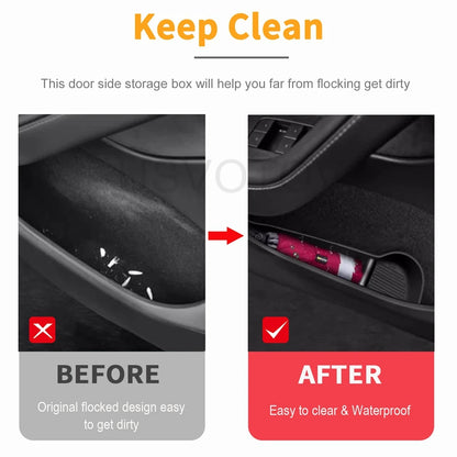 New Door Side Storage Box Front Rear Door Handle Armrest Tray Organizer for 2026 2025 Tesla Model Y Juniper Model 3 Model YL Y L