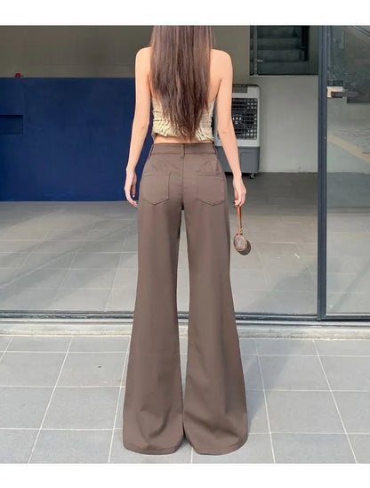 Spring 2026 Anti-wrinkle Flared Black Slimming Casual Pants New Thin Low-waisted Loose Flared Pants