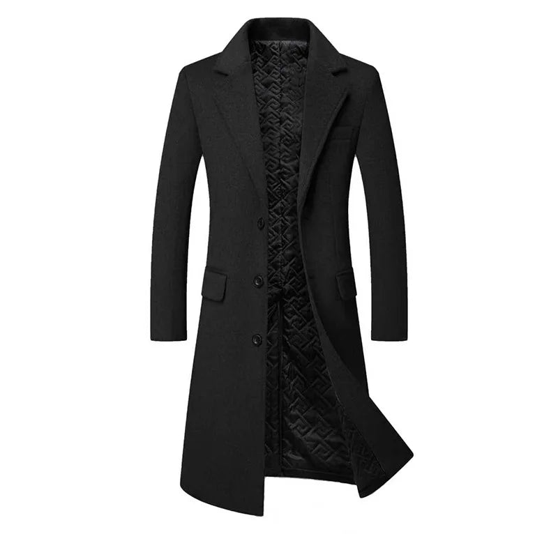 Quality Thickened Long Woolen Blends Coat Men's Autumn Winter New Style Casual Business Windbreaker Jacket Fashion Trench Coats