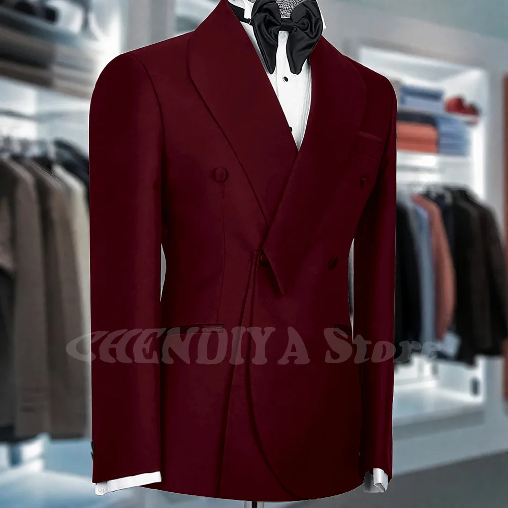 Black Suits For Men Shawl Lapel Formal 1 Piece Jacket Double Breasted Business Casual Groom Wedding Party Custom Made Blazer