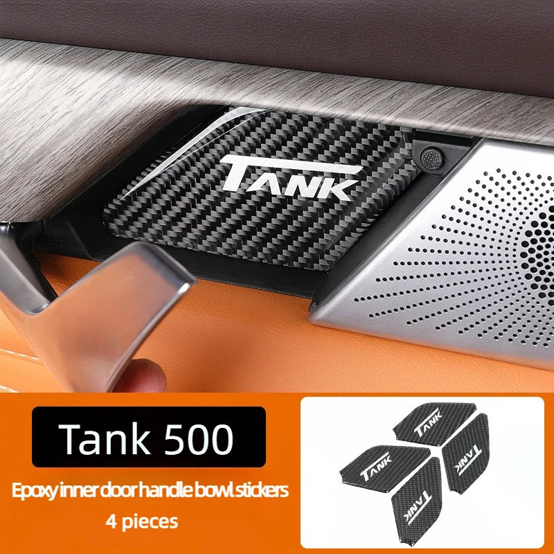 For Great Wall Tank 500 Inner Door Bowl Patch Protective Patch Carbon Fiber Decorative Patch Automotive Interior Supplies