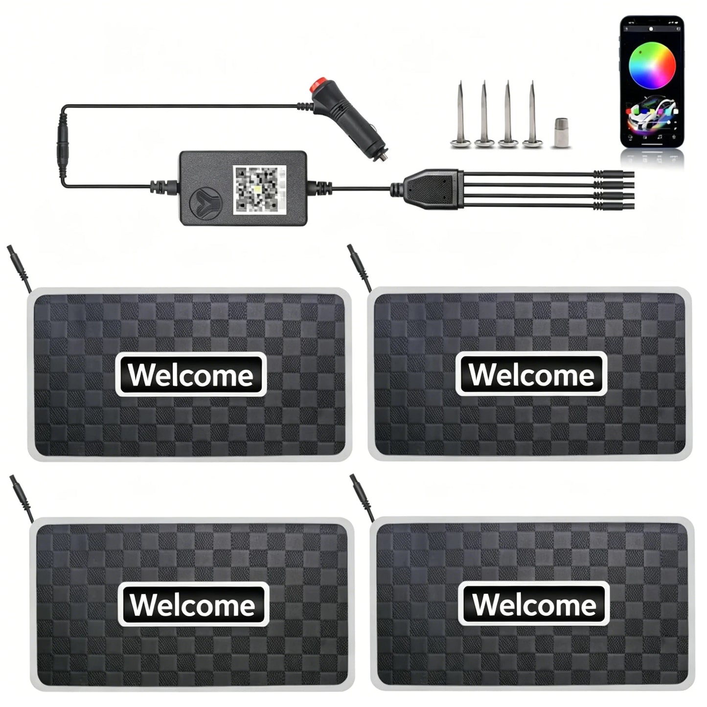 2/4 in 1 Car Floor Mat Ambient Light RGB LED Light App Control Customizable Interior Decorative Atmosphere Lamp Auto Accessories