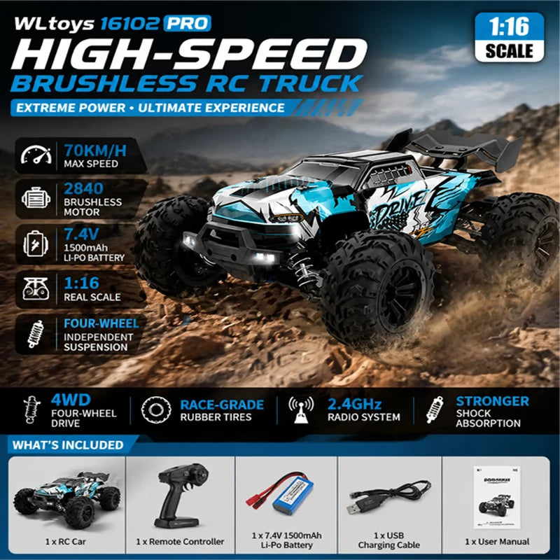 1:16 SCY 16101PRO 16102PRO 16103PRO 4WD Brushless RC Car 70km/h High Speed Off Road Racing Car Remote Control Toy Car Gift