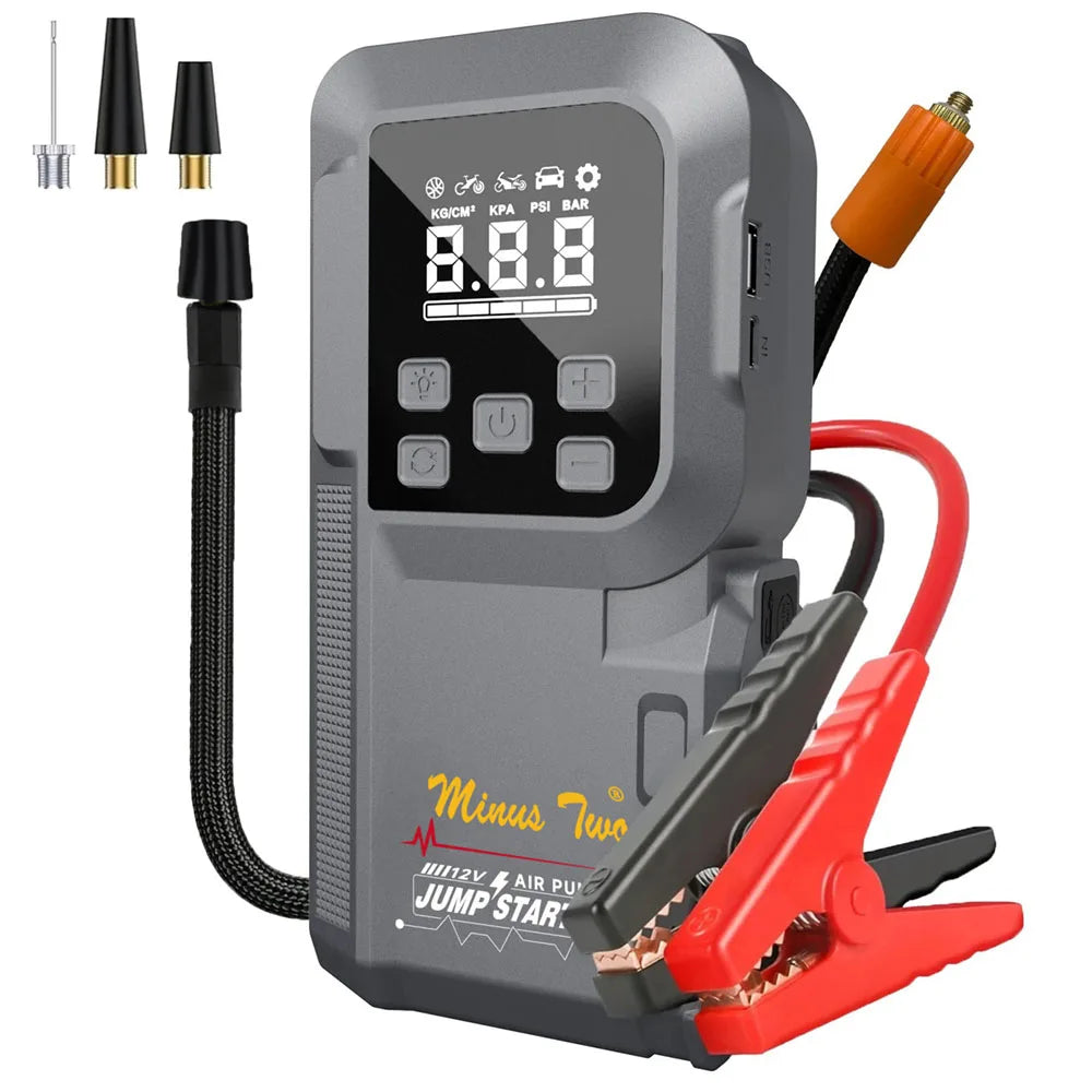 2000A 180Psi Car Emergency Multifunction 12v Battery Booster Tire Inflator Super Compressor Jump Starter Power Bank Air Pump