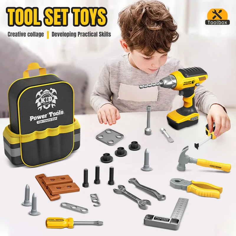 Simulation Repair Tools Kids Toolbox Kit DIY Toy Drill Plastic Game Learn Engineering Puzzle Educational Toys Gifts For Boys