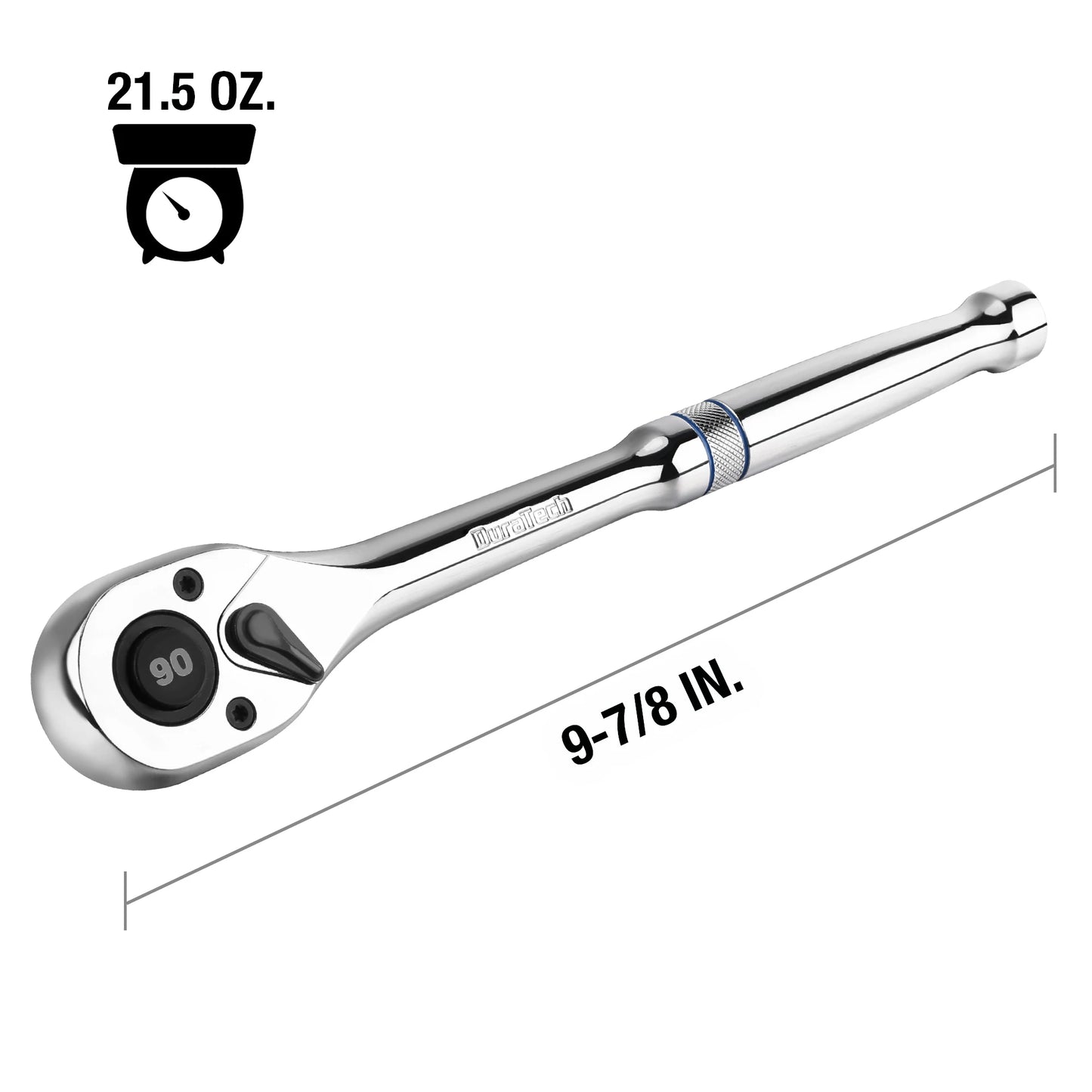 DURATECH 1/2"Dr. 90-Tooth Quick-release Ratchet Handle Reversible Drive Ratchet Wrench Full Polished Home DIY Hand Tools