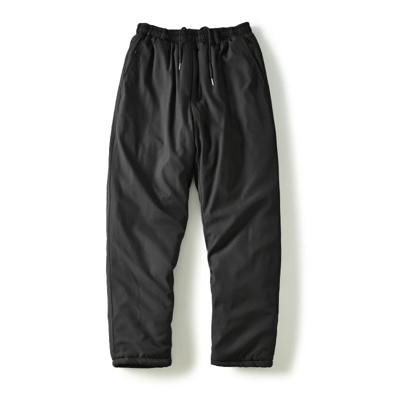 Men's Winter Thickened Cotton Thermal Pants Casual Straight Leg Windproof Water-Resistant Long Trousers Fashionable Youthwear