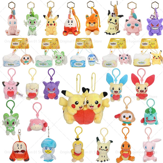 34 Styles Pokemon Plush Keychain Cartoon Toys Pikachu Eevee Charmander Squirtle Mew Snorlax Jigglypuff Doll Kids Kawai Toy Gift