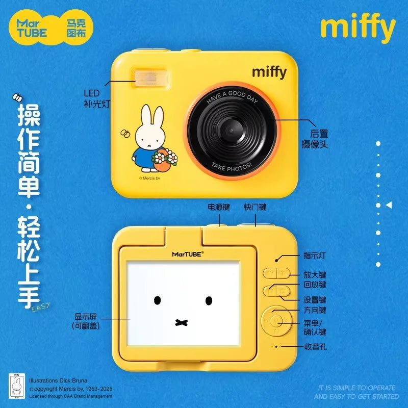 Miffy Martube Ccd Digital Camera 180 Flip Screen Mini Kids Camera Built-In Fill Light Filters Cute Anime Peripheral Girls Gifts