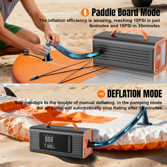 Integrated Jump Starter & Air Compressor — Button-Operated with Digital Display — Electric Tire Inflator Pump