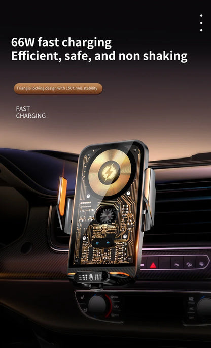 Car Phone Holder 66W Wireless Charger Mobile Phone Holder Intelligent Infrared Air Vent Clip for iPhone Samsung Xiaomi Universal