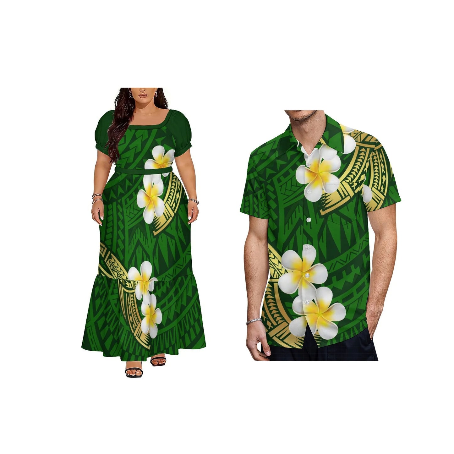 Big Size Polynesian Design Ladies Long Dress Hawaii Short Sleeve Square Collar Evening Dress Drop Shipping