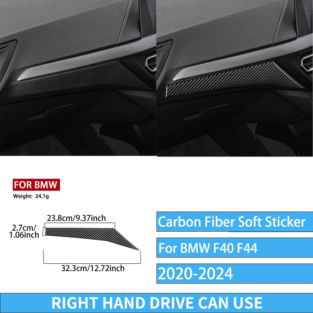 Real Carbon Fiber Car Accessories Black Trim Cover Soft Sticker For BMW 1/2 Series F40 F44 2020 2021 2022 2023 2024