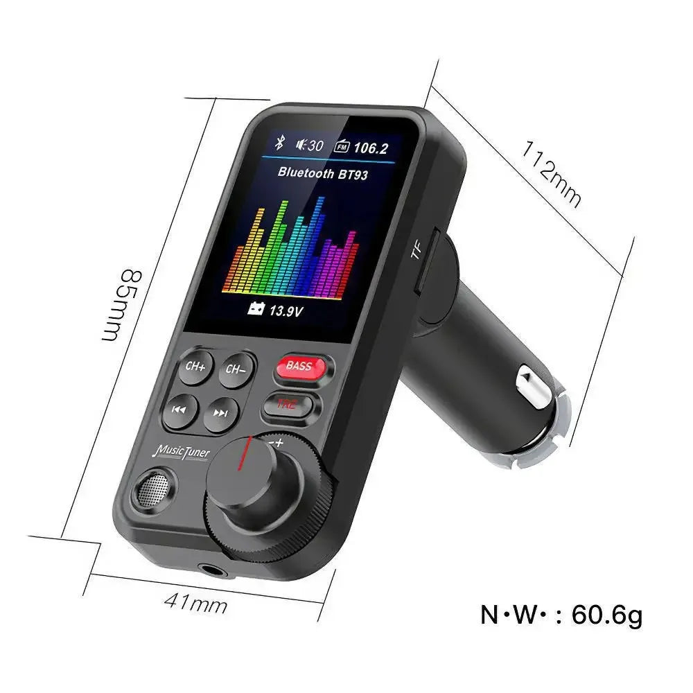 Car Wireless FM Transmitter Radio Adapter Fast Charging Aux QC3.0 Treble Bass Sound Music Bluetooth-compatible Car MP3 Player