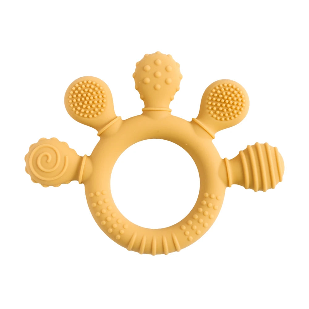 Colorful 5-Finger Silicone Teething Ring – Multi-Directional Bite, BPA-Free, Easy to Clean, Shape & Color Cognition Gift